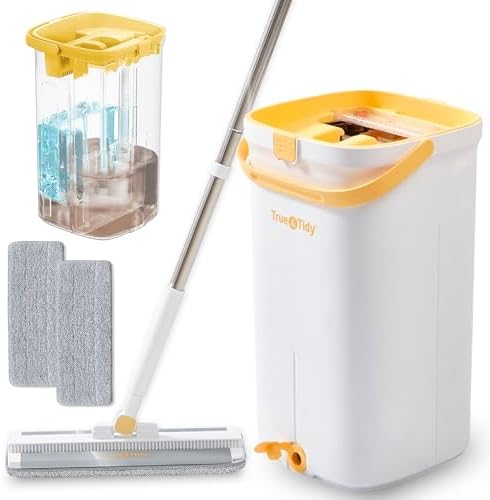 True & Tidy Flat Mop & Bucket Pump System w/Clean & Dirty Water Separation by TrueTidy