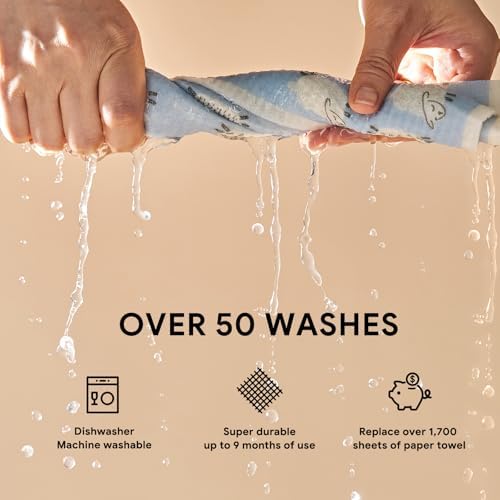 RECYCO Swedish Dishcloths for Kitchen | 4 Pack Oversized Washable Dish Rags | - Image 5