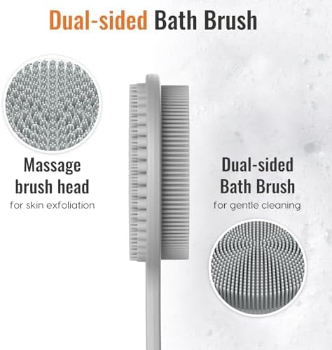 Silicone Back Scrubber for Shower, 17in Lengthen Long Handle Body Brush - Image 6