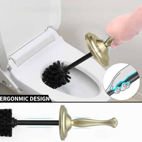 Satin Matte Soft Gold Toilet Bowl Brush - Image 3
