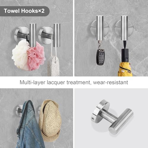 Brushed Nickel Bathroom Hardware Accessories Set 5 Piece, Stainless Steel Bath - Image 5