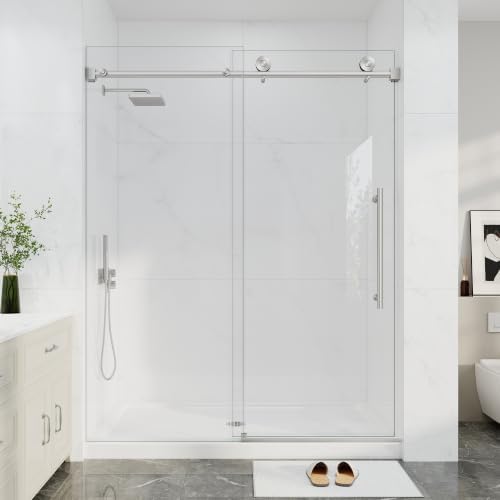 43"-48" W X 78" H Frameless Sliding Shower Doors Brushed Nickel by EASYWORC