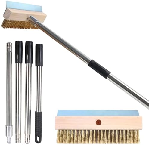 Commercial Aluminum Pizza Oven Brush w/Scraper & Brass Bristles by DTNESS