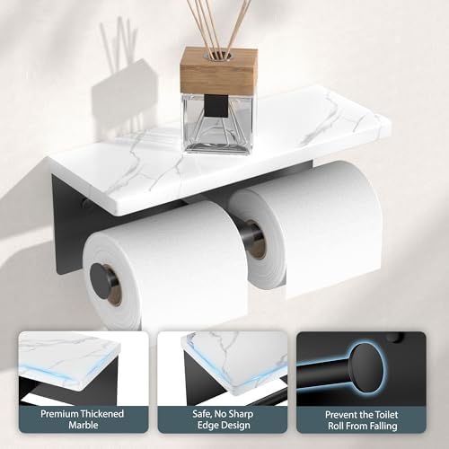 FORIOUS Double Marble Toilet Paper Holder - Image 5