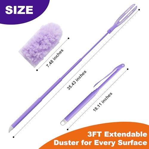 JOYMOOP Scented Telescopic Duster kit, 3FT Extendable Handle + 24 Purple Refills - Image 2