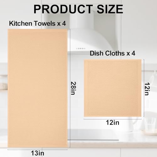 Homaxy 8 Pack 100% Cotton Kitchen Towels and Dishcloths Set - Image 4