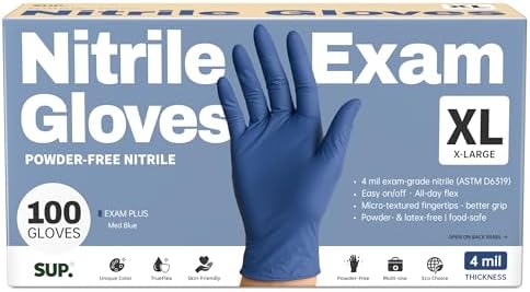 Supmedic SUP Exam Plus® Nitrile Gloves, Powder-Free Disposable Med Blue by SUP