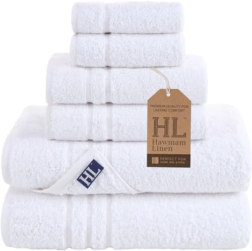 Hawmam Linen Towel Set, Turkish Cotton, 6 Pack by HawmamLinen