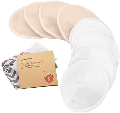 Organic Nursing Pads, 8 Washable Breast Pads, Wash Bag by KeaBabies