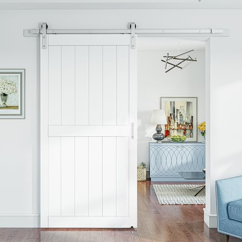 SMARTSTANDARD 40" x 84" White Sliding Barn Door - Image 2