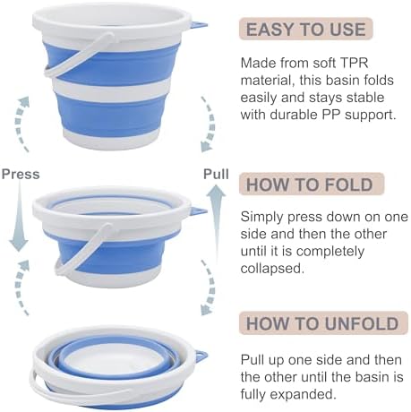 Small Collapsible Bucket 1.3 Gal/5L, Space-Efficient, Portable Foldable Water - Image 5