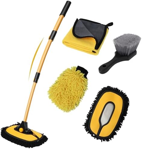 15°Curved Car Wash Brush with Long Handle, Car Wash Mop Kit by DEPOTA