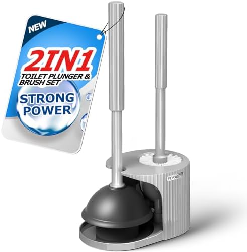 FORASTO 2 in 1 Toilet Plunger and Brush Set, Extended Handle Plunger, Toilet by FORASTO