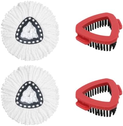 4Pcs Mop Heads Replacement, Includes 2 Mop Heads, 2Brush Head by XHAMXE