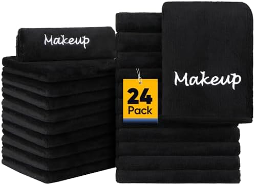 UNIMADE Makeup Remover Cloth, 24 Pack Black Facial Wash Cloths by Unimade