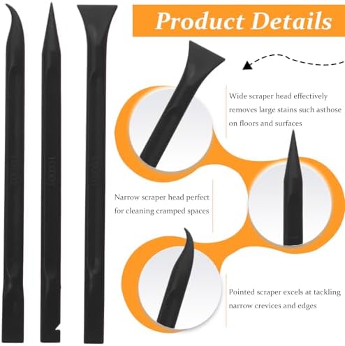 Hordion 9PCS Plastic Scraper Non-Scratch Scraper Sticker Remover Black - Image 3