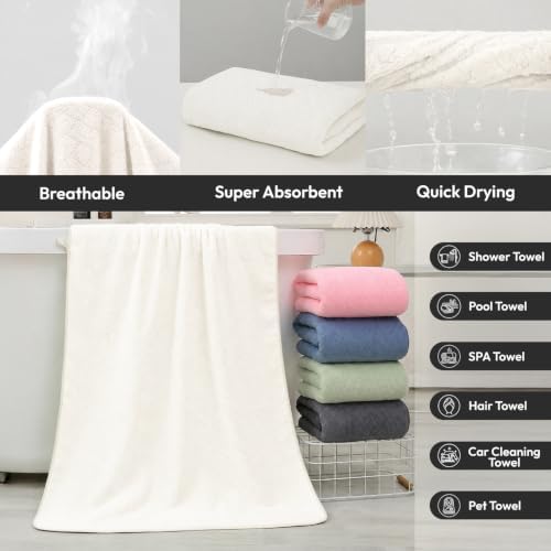 JML Bath Towels with Hanging Loop, 2 Pack, 27x55 in, Microfiber - Image 5