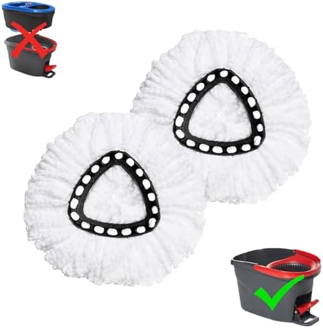 2 Pack Mop Replacement Heads for O-Ceda EasyWrin Spin Mop, Microfiber Spin Mop by HANZENMA