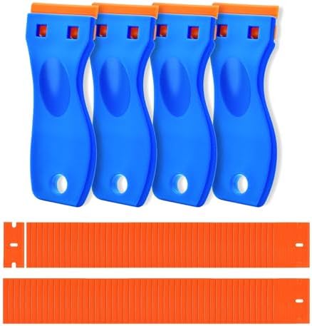 4 Pcs Plastic Razor Blade Scraper and 120 Pcs Blades, Remove Label Decal Tool by CADONO