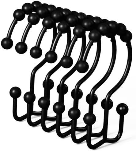 DAWNER Shower Curtain Hooks Rings, Rust Proof Hooks, Metal Easy Glide Double by DAWNER