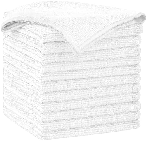 AIDEA White Microfiber Cleaning Cloth-12PK, Cleaning Rags 12"x 12" Reusable by AIDEAHOME