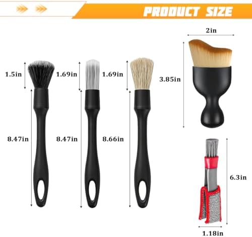 6PCS Car Detailing Brush Kit, Includes Ultra Soft No Scratch Boars & Vent - Image 2