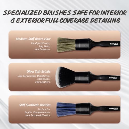 8PCS Car Detailing Brush Set, Mixed Bristles Soft Detail Brushes - Image 3