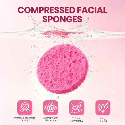 80 Count Compressed Facial Sponges 100% Natural Cellulose Eco-Friendly Makeup - Image 3