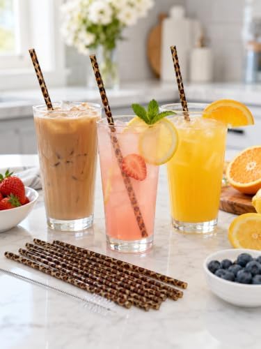 10 Pcs Reusable Leopard Straws Drinking Straw - Image 6