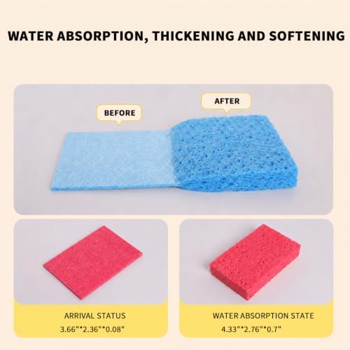 Kitchen Sponges Compressed Cellulose Sponge, Non Scratch Natural Dish Sponge - Image 2