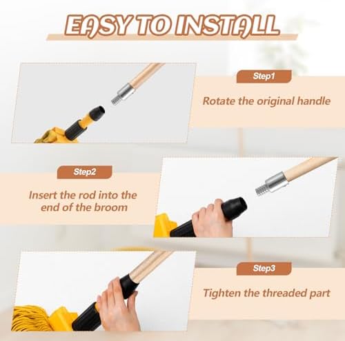 Barydat 8 Pack 72 Inch Lacquered Wood Broom Handle Bulk - Image 5