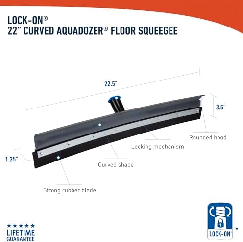 Unger Professional Lock-On 22 in. Curved AquaDozer Rubber Floor Squeegee - Image 6