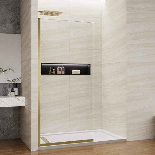 Shower Screen 36" x 76" Shower Wall Panel Brushed Gold by ViivppaiShowerDoors