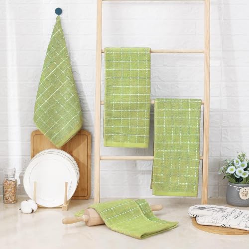 Homaxy 100% Cotton Terry Kitchen Towels, 4 Pack, Sage Green - Image 6