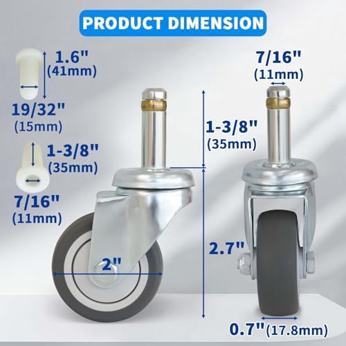 MySit 2 Inch Stem Caster Wheels - Image 2