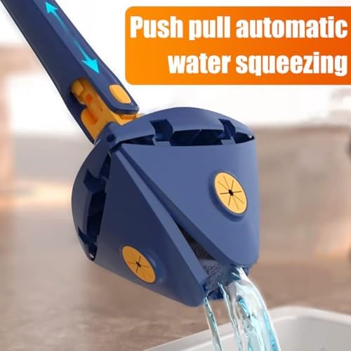 Rotating Triangle Mop with 2 Microfiber Heads, 360° Self-Squeezing Floor Mop - Image 6