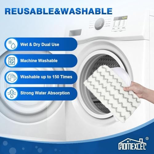HOMEXCEL Steam Mop Replacement Pads 4 Pack, Reusable Microfiber Pads - Image 6