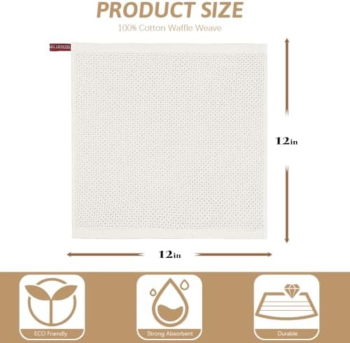 Nialnant 6 Pack Kitchen Towels, 100% Cotton Waffle Weave, 12x12 Inches - Image 2