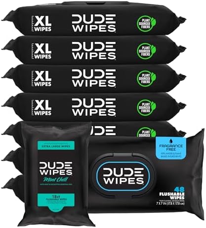 DUDE Wipes Unscented Adult Flushable Wipes and Mint Travel Pack by DUDEWipes