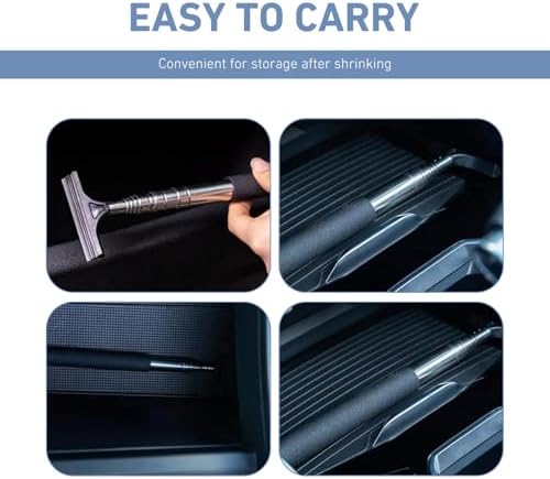 Telescoping Car Rearview Mirror Squeegee, Stainless Steel Extendable Auto Glass - Image 4