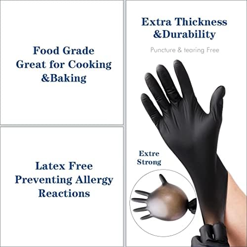 YKANG Black Disposable Nitrile Gloves, Latex Free Food Safe Cooking Gloves - Image 5