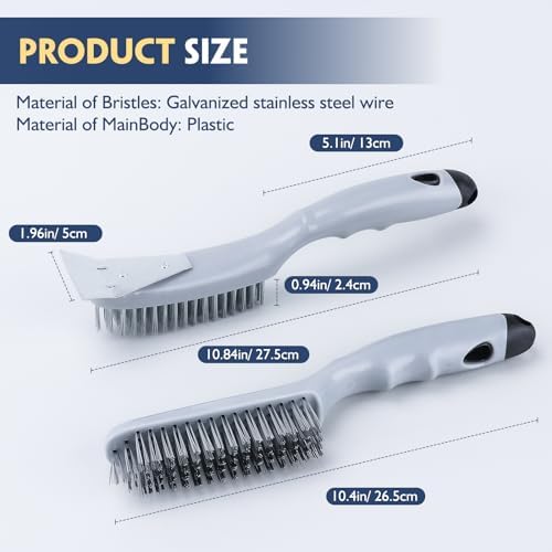 Stainless Steel Wire Brush Set 3Pcs, 6.9" x 2.6" Size Block Brush - Image 3