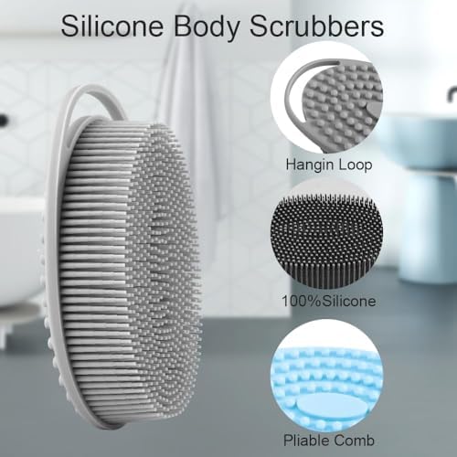 Soft Silicone Body Scrubber 3 PCS Silicone Body Shower, Silicone Loofah 2 in 1 - Image 2