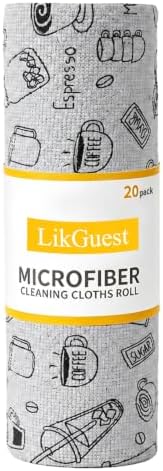 Microfiber Cleaning Cloth Roll, 20 Pack Tear Away Reusable Microfiber Towels by LikGuest
