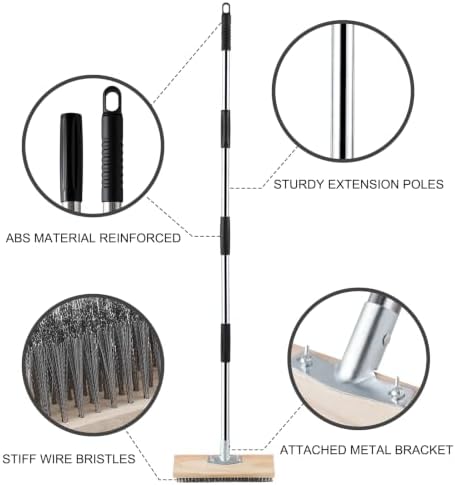Mitclear Wire Brush Long Handle 57'' Remove Moss on Deck Concrete Patio - Image 5