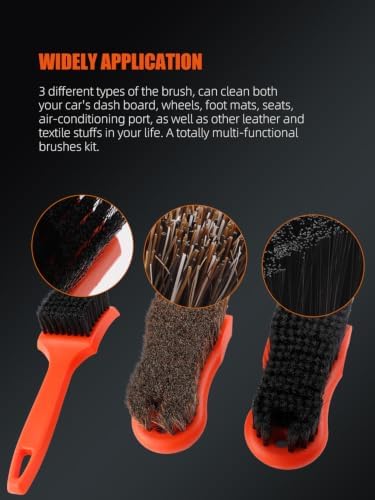 SPTA 3Pcs Car Detailing Brush Kit, Leather & Textile Interior Brush, - Image 4