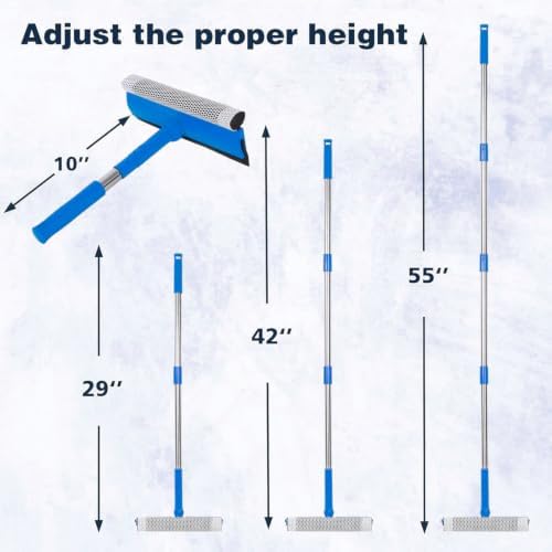 2 in 1 Window Squeegee with 55"&10" Steel Handle - Image 2