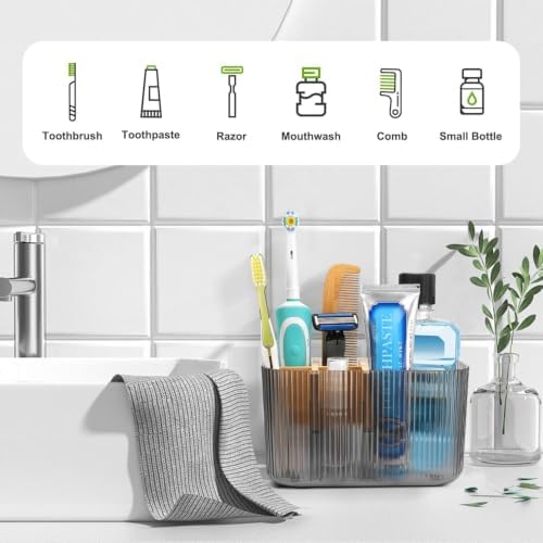 GFWARE Clear Acrylic Toothbrush Holder, 5 Slots Bathroom Storage Organizer - Image 4