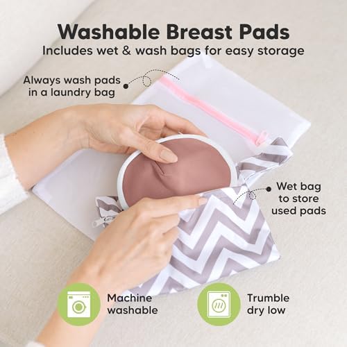 Organic Nursing Pads, 14 Washable Breast Pads, Wash Bag - Image 4