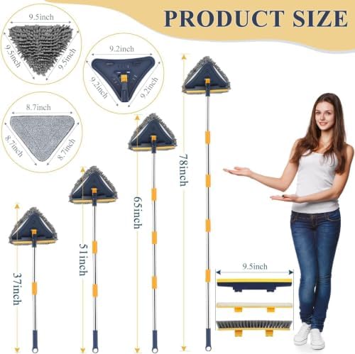 Baseboard Cleaner Tool with 78" Long Handle, 5-in-1 Wall Mop 6 Pads - Image 3